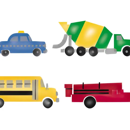 Large Truck, Bus, Fire Engine and Police Car Wall Stencil | 098B by Designer Stencils | Reusable Art Craft Stencils for Painting on Walls, Canvas, Wood | Reusable Plastic Paint Stencil for Home Makeover | Easy to Use & Clean Art Stencil {2}