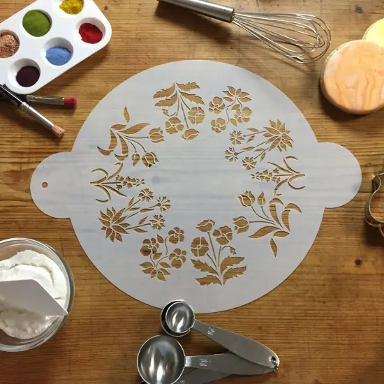 Spring Garden Cake Stencil Top | C240 by Designer Stencils | Cake Decorating Tools | Baking Stencils for Royal Icing, Airbrush, Dusting Powder | Reusable Plastic Food Grade Stencil for Cakes | Easy to Use & Clean Cake Stencil {4}