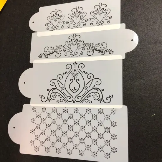 Princess Lace Cake Stencil Set | C414 by Designer Stencils | Cake Decorating Tools | Baking Stencils for Royal Icing, Airbrush, Dusting Powder | Reusable Plastic Food Grade Stencil for Cakes | Easy to Use & Clean Cake Stencil {5}