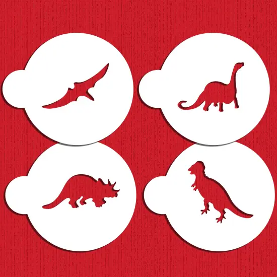 Dinosaur Cookie Stencil Set | C1048 by Designer Stencils | Cookie Decorating Tools | Baking Stencils for Royal Icing, Airbrush, Dusting Powder | Reusable Plastic Food Grade Stencil for Cookies | Easy to Use & Clean Cookie Stencil {1}