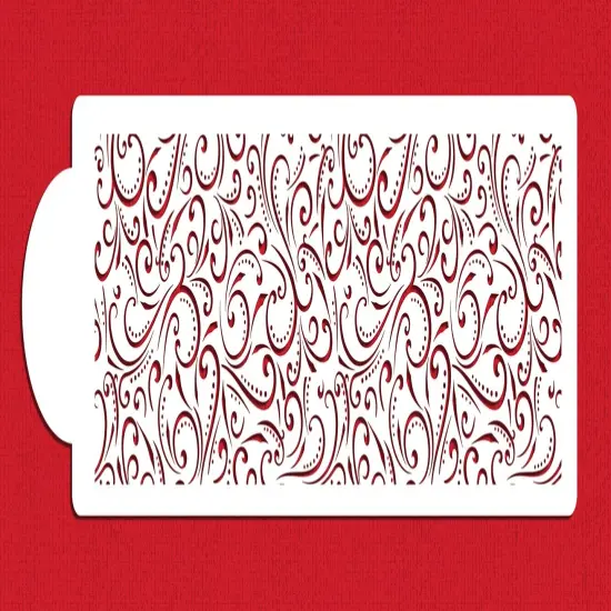 Swirls and Dots All Over Print Cake Stencil Side | C1041 by Designer Stencils | Cake Decorating Tools | Baking Stencils for Royal Icing, Airbrush, Dusting Powder | Reusable Plastic Food Grade Stencil for Cakes | Easy to Use & Clean Cake Stencil {4}