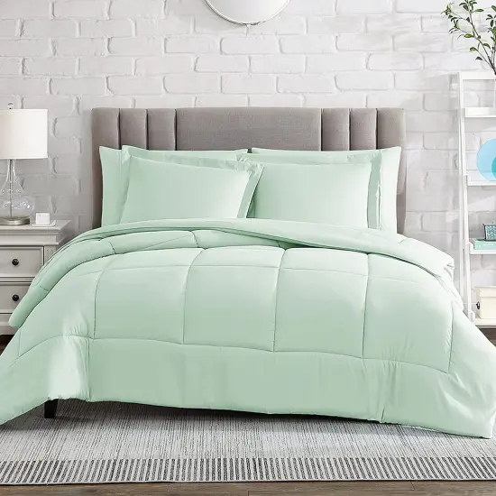 American Home Collection Down Alternative Comforter Set Extra Warm and Soft Mint {1}