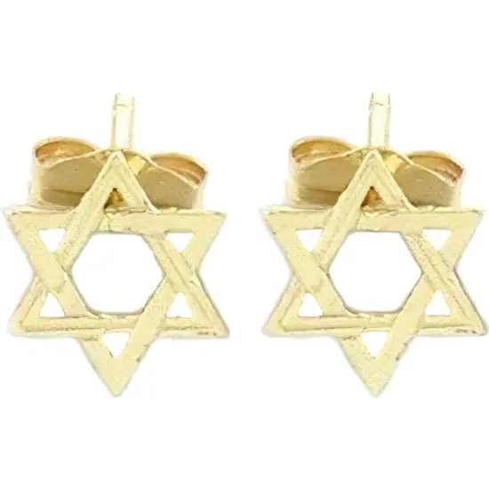 14K Gold Star Of David Jewish Faith Earrings Jewelry 7mm {1}