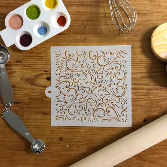 Swirls and Dots All Over Print Stencil | C1032 by Designer Stencils | Cake Decorating Tools | {3}