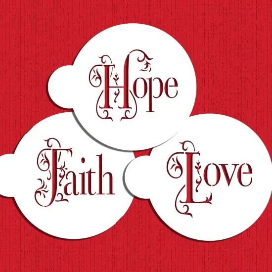 Hope, Faith and Love Cookie Stencil Set | C1010 by Designer Stencils | Baking Stencils for Royal Icing, Airbrush, Dusting Powder | {1}