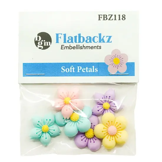 Buttons Galore Flatback Embellishments for Crafts - Soft Petals - 18 Pieces {3}