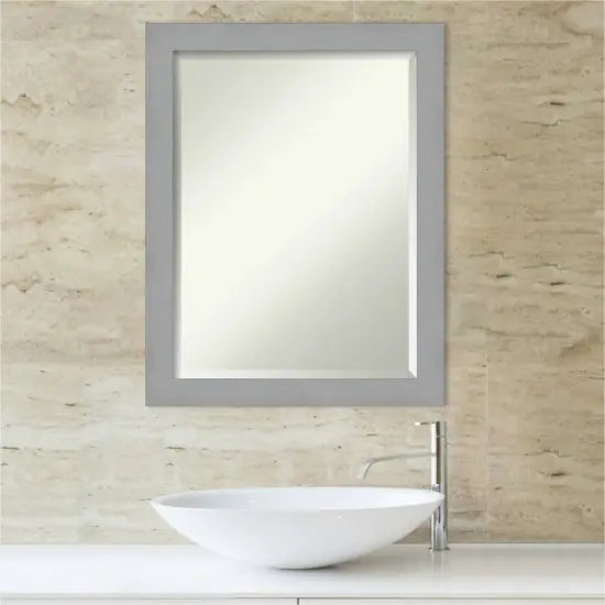 Beveled Bathroom Wall Mirror, Brushed Frame {4}