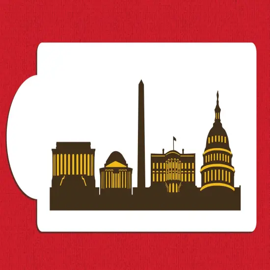 Washington D.C. Detailed Skyline Cake Stencil Side | C1003 by Designer Stencils | Cake Decorating Tools | Baking Stencils for Royal Icing, Airbrush, Dusting Powder | Reusable Plastic Food Grade Stencil for Cakes | Easy to Use & Clean Cake Stencil {2}