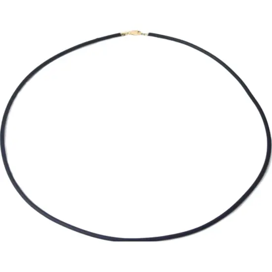 Black Rubber Cord Necklace W/ 14k Yellow Gold Lobster Clasp 16" & 18" Kit 2 Pcs {3}