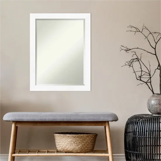 Beveled Bathroom Wall Mirror, Cabinet White Narrow Frame {5}