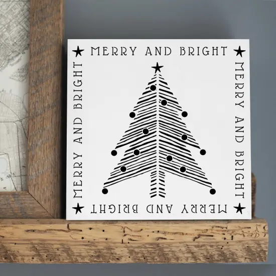 Merry and Bright Handpainted Chevron Christmas Tree Embossing 12 x 12 Stencil | FS110 by Designer Stencils | Word & Phrase Stencils | {3}