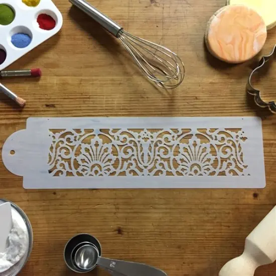 Banded Lace Cake Stencil Side | C122T by Designer Stencils | Cake Decorating Tools | {3}