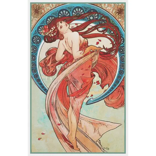 Art Nouveau Alphonse Mucha's Dancer Poster Counted Cross Stitch Chart Pattern {2}