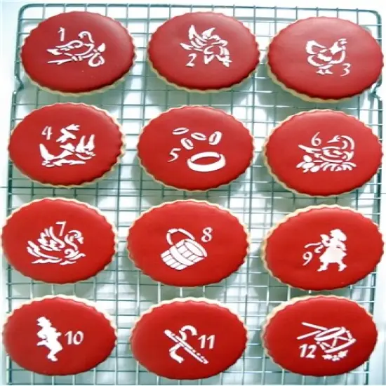 Small Twelve Days of Christmas Cookie & Cupcake Stencils | C200 by Designer Stencils | Cookie Decorating Tools | Baking Stencils for Royal Icing, Airbrush | Reusable Plastic Food Grade Stencil for Cookies | Easy to Use & Clean Cookie Stencil {2}