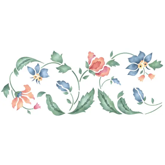 Jacobean Flower Wall Stencil | 1778 by Designer Stencils | Floral Stencils | Reusable Art Craft Stencils for Painting on Walls, Canvas, Wood | Reusable Plastic Paint Stencil for Home Makeover | Easy to Use & Clean Art Stencil {1}