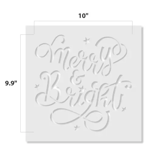 Merry & Bright Embossing 12 x 12 Stencil | FS121 by Designer Stencils | Word & Phrase Stencils | Reusable Stencils for Painting on Wood, Wall, Tile, Canvas, Paper, Fabric, Furniture, Floor | Reusable Stencil for Home Makeover | Easy to Use & Clean {2}