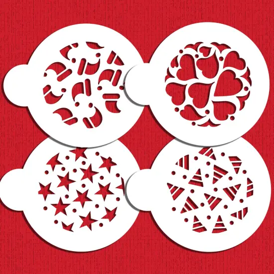 Holiday Cookie Stencils: Hearts, Stars, Santa Hat, Candy Corn | C368 by Designer Stencils | Cookie Decorating Tools | Baking Stencils for Royal Icing, Airbrush, Dusting Powder | Reusable Food Grade Stencil for Cookies | Easy to Use & Clean Stencil {2}
