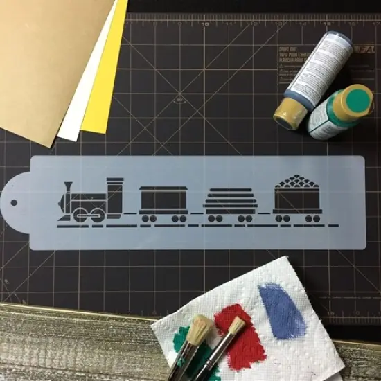 Train with Track Cake Stencil | C061 by Designer Stencils | Cake Decorating Tools | Baking Stencils for Royal Icing, Airbrush, Dusting Powder | Reusable Plastic Food Grade Stencil for Cakes | Easy to Use & Clean Cake Stencil {4}