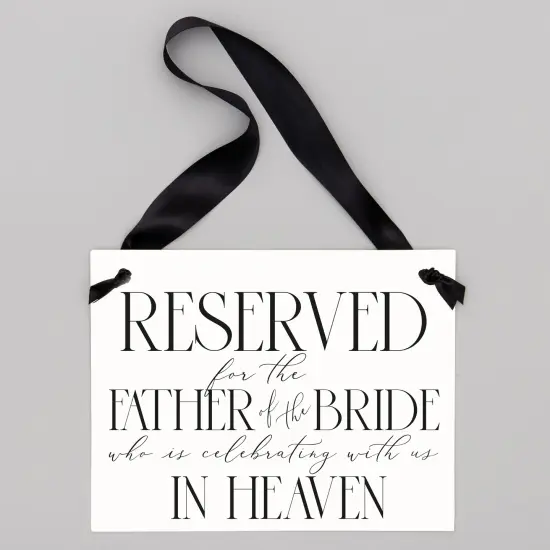 Ritzy Rose Father of the Bride Memorial Sign - Black on 11x8in White Linen Cardstock with Black Ribbon {2}