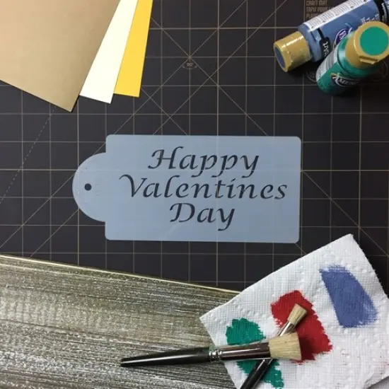 Happy Valentine's Day Cake Stencil | C015 by Designer Stencils | Cake Decorating Tools | Baking Stencils for Royal Icing, Airbrush, Dusting Powder | Reusable Plastic Food Grade Stencil for Cakes & Cookies | Easy to Use & Clean Cake & Cookie Stencil {4}