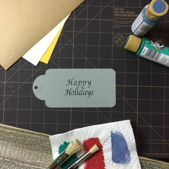 Happy Holidays Business Card Size Cookie Stencil | Cookie Decorating Tools | Baking Stencils for Royal Icing, Airbrush, Dusting Powder | Reusable Plastic Food Grade Stencil for Cookies | Easy to Use & Clean Cookie Stencil | C255 by Designer Stencils {3}