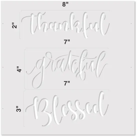 Thankful, Grateful, Blessed Embossing 12 x 12 Stencil | FS021 by Designer Stencils | Word & Phrase Stencils | {2}