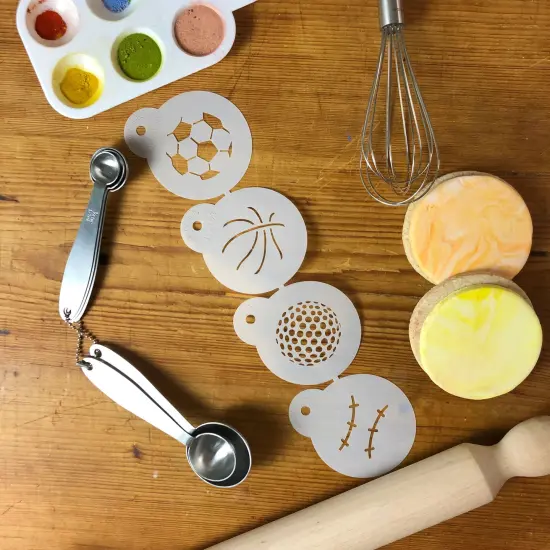 Small Sports Ball Cookie Stencils: Basketball, Golf, Soccer, Baseball | C219 by Designer Stencils | {4}