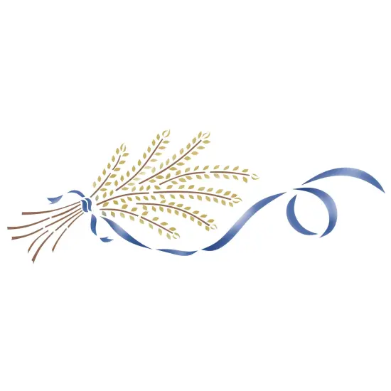 Wheat Sheath with Ribbon Wall Stencil | 1094 by Designer Stencils | Floral Stencils | Reusable Art Craft Stencils for Painting on Walls, Canvas, Wood | Reusable Plastic Paint Stencil for Home Makeover | Easy to Use & Clean Art Stencil {1}