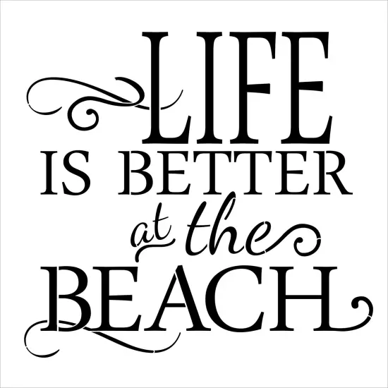 Life is Better at The Beach Embossing 12 x 12 Stencil | FS066 by Designer Stencils | Word & Phrase Stencils | {1}