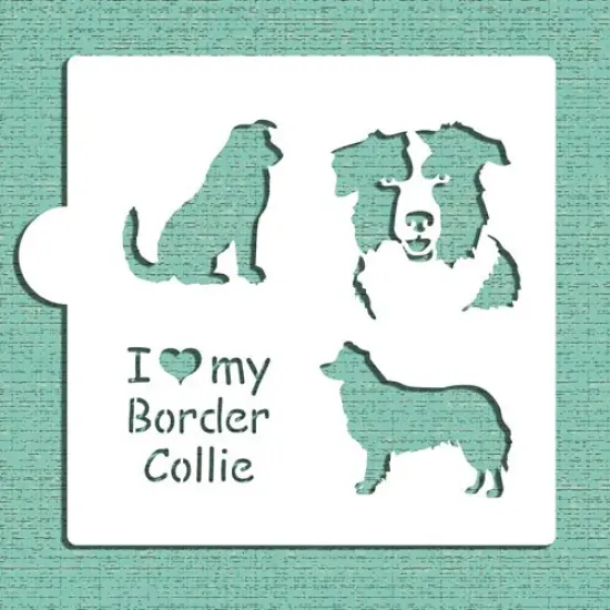 I Love My Border Collie Cookie & Craft Stencil | CM122 by Designer Stencils | Cookie Decorating Tools | Baking Stencils for Royal Icing, Airbrush, Dusting Powder | Craft Stencils for Canvas, Paper, Wood | Reusable Food Grade Stencil {3}