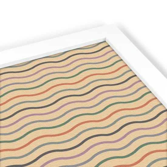 PinPix Custom Bulletin Board Multi Color Waves Poster Board Has a Fabric Style Canvas Finish, Framed in Satin White Frame, by ArtToFrames (PinPix-565) {4}