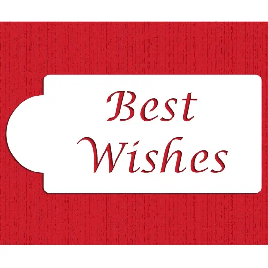 Best Wishes Cake Stencil | C010 by Designer Stencils | Cake Decorating Tools | Baking Stencils for Royal Icing, Airbrush, Dusting Powder | Reusable Plastic Food Grade Stencil for Cakes & Cookies | Easy to Use & Clean Cake & Cookie Stencil {1}