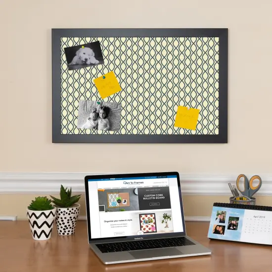 PinPix Custom Bulletin Board Yellow And Blue Waves Poster Board Has a Fabric Style Canvas Finish, Framed in Satin Black, by ArtToFrames (PinPix-321) {2}