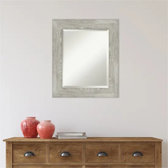 Beveled Bathroom Wall Mirror, Dove Greywash Frame {6}
