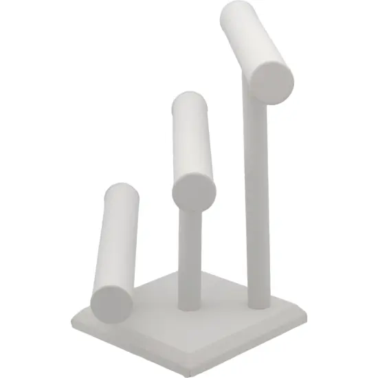 3 Tier White Leather T-Bar Bracelet & Necklace Jewelry Display Stands {2}