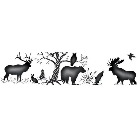 Moose Silhoutte Wall Stencil Border | 1843 by Designer Stencils | Animal & Nature Stencils | Reusable Art Craft Stencils for Painting on Walls, Canvas, Wood | Reusable Plastic Paint Stencil for Home Makeover | Easy to Use & Clean Art Stencil {1}
