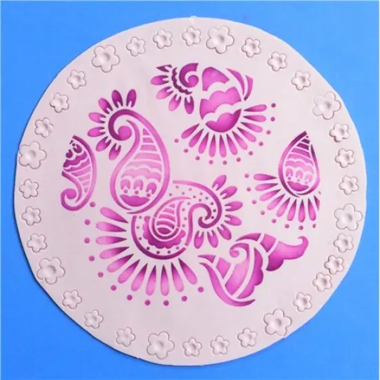 5-Inch Mehndi Cake Stencil Top | C389 by Designer Stencils | Cake Decorating Tools | Baking Stencils for Royal Icing, Airbrush, Dusting Powder | Reusable Plastic Food Grade Stencil for Cakes | Easy to Use & Clean Cake Stencil {2}
