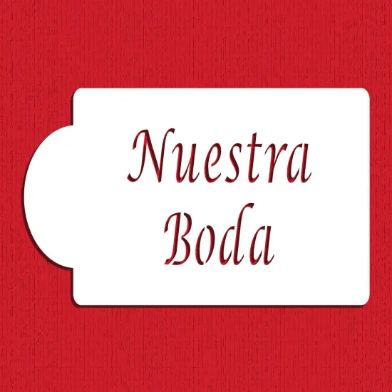 Nuestra Boda Cake Stencil | C080 by Designer Stencils | Cake Decorating Tools | Baking Stencils for Royal Icing, Airbrush, Dusting Powder | Reusable Plastic Food Grade Stencil for Cakes | Easy to Use & Clean Cake Stencil {1}