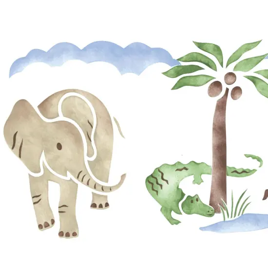 Safari with an Alligator Wall Stencil | 1052R by Designer Stencils | Animal & Nature Stencils | Reusable Art Craft Stencils for Painting on Walls, Canvas, Wood | Reusable Plastic Paint Stencil for Home Makeover | Easy to Use & Clean Art Stencil {2}