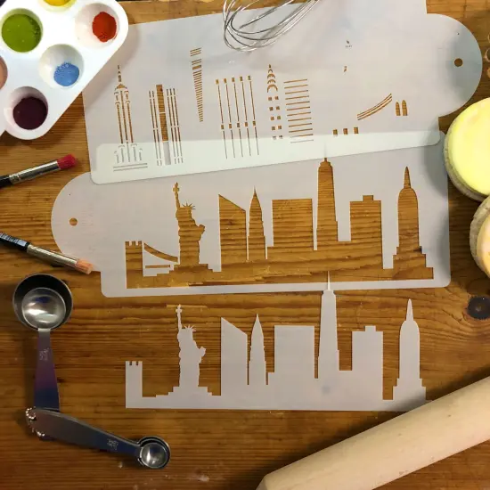 New York City Detailed Skyline Cake Stencil Side | C1000 by Designer Stencils | Cake Decorating Tools | {3}