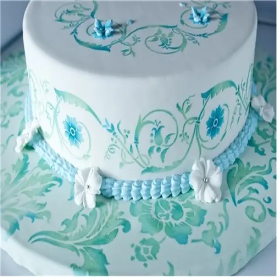 Flower Scroll Cake Stencil Top | C169 by Designer Stencils | Cake Decorating Tools | {2}