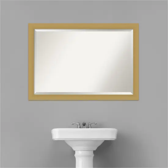 Beveled Bathroom Wall Mirror, Grace Brushed Gold Frame {6}