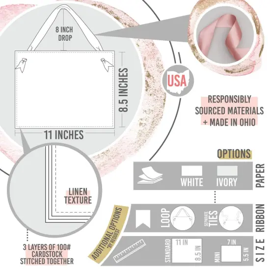 Ritzy Rose 2 Fancy Reserved Signs - Slate on 11x8in White Linen Cardstock with Gray Ribbon {3}