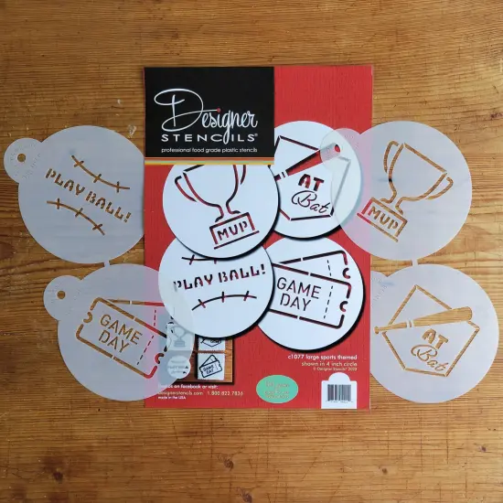Large Sports Themed Cookie Stencils | C1077 by Designer Stencils | Cookie Decorating Tools | Baking Stencils for Royal Icing, Airbrush, Dusting Powder | Reusable Plastic Food Grade Stencil for Cookies | Easy to Use & Clean Cookie Stencil {5}
