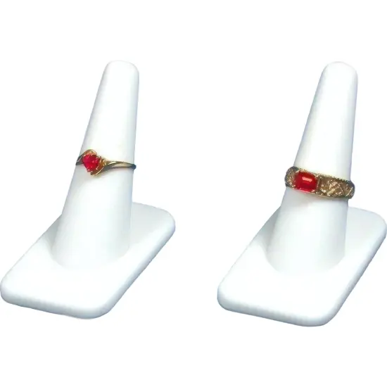 2 White Rubber Ring Finger Jewelry Holder Showcase Display Stands {1}