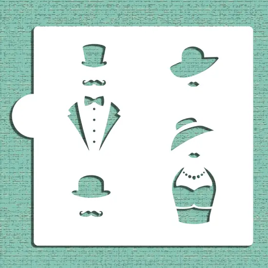 Fashion Couple Cookie & Craft Stencil | CM106 by Designer Stencils | Cookie Decorating Tools | Baking Stencils for Royal Icing, Airbrush, Dusting Powder | Craft Stencils for Canvas, Paper, Wood | Reusable Food Grade Stencil {4}