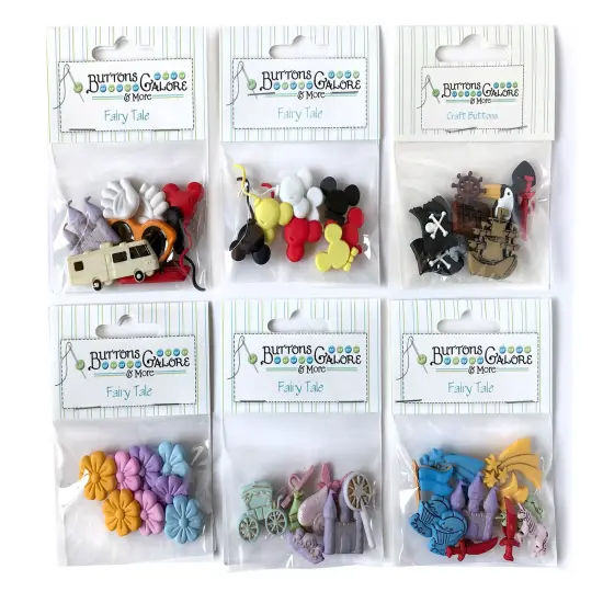 Buttons Galore 50+ Assorted Fairytale Buttons for Sewing & Crafts - 6 Button Pack {1}