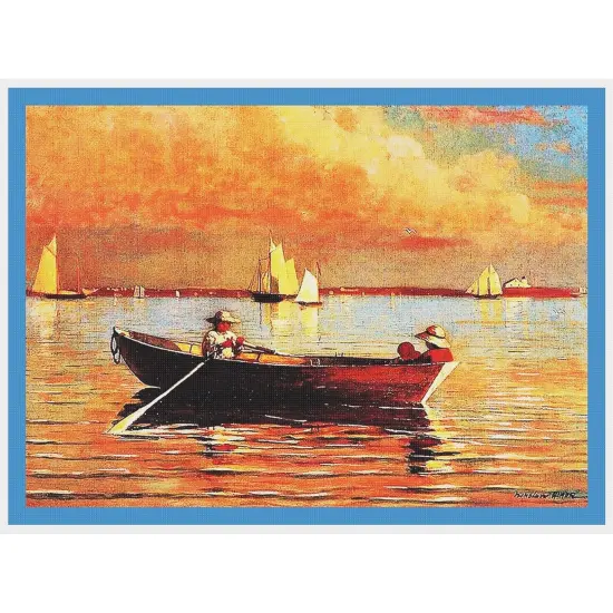 American Winslow Homer's Boat in Gloucester Harbor Counted Cross Stitch Pattern {2}