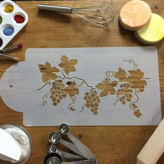 Grapevine Cake Stencil | C009 by Designer Stencils | Cake Decorating Tools | Baking Stencils for Royal Icing, Airbrush, Dusting Powder | Reusable Plastic Food Grade Stencil for Cakes & Cookies | Easy to Use & Clean Cake & Cookie Stencil {4}