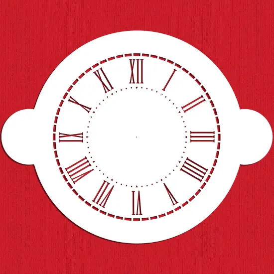8.5-Inch Clock Cake Stencil | C289 by Designer Stencils | Cake Decorating Tools | Baking Stencils for Royal Icing, Airbrush, Dusting Powder | Reusable Plastic Food Grade Stencil for Cakes | Easy to Use & Clean Cake Stencil {1}